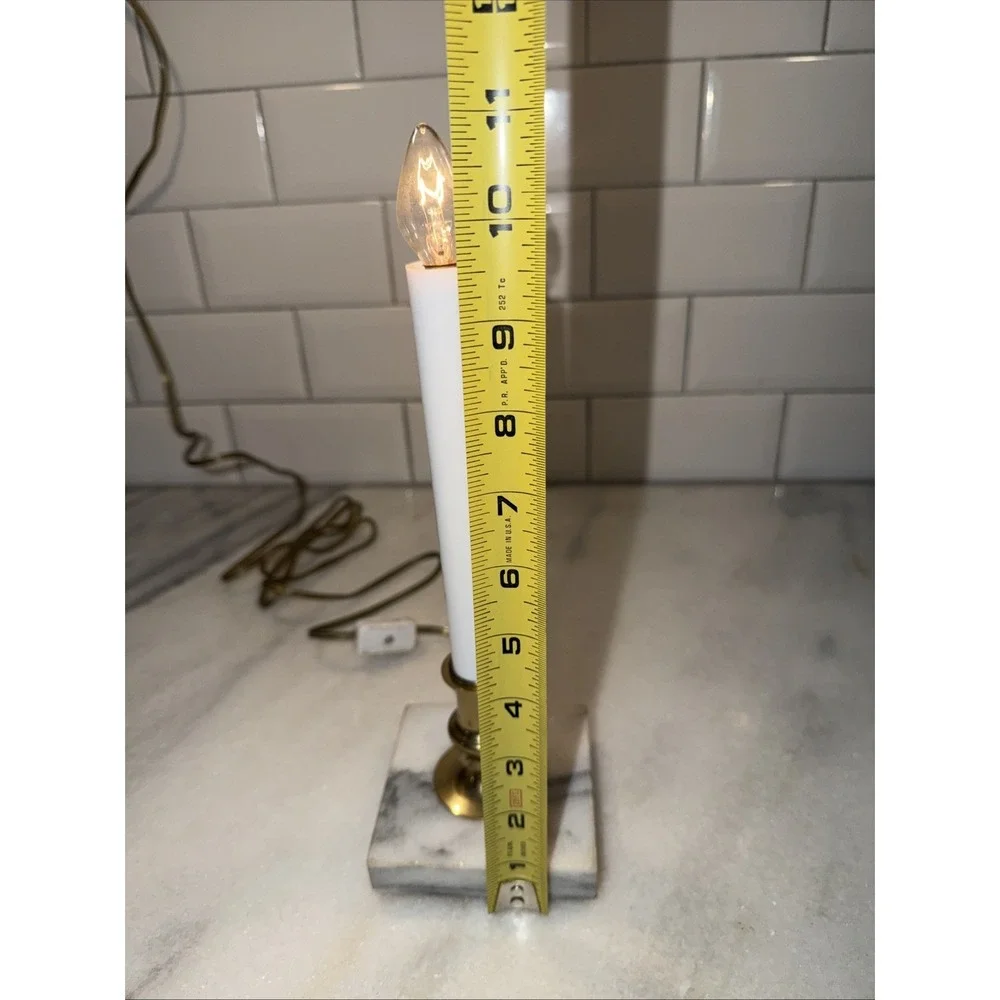 Vintage Marble Base Candle‎ Lamp With Twall Blue Shade